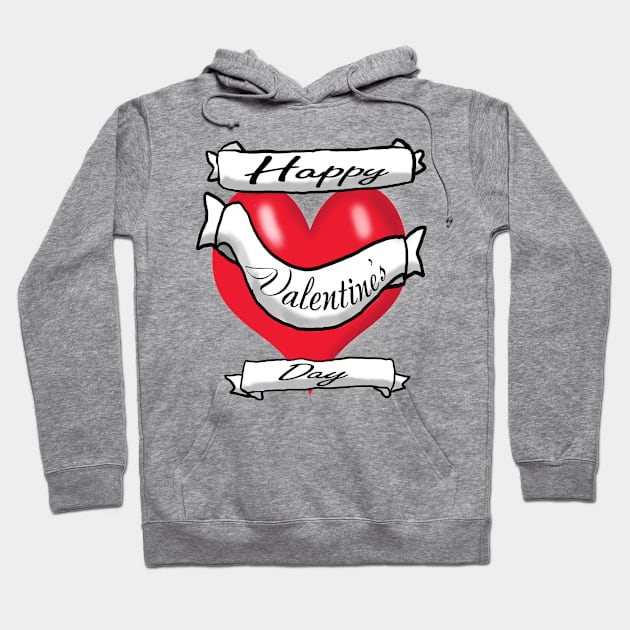 Happy Valentine's day Heart and Banners Hoodie by Eric03091978